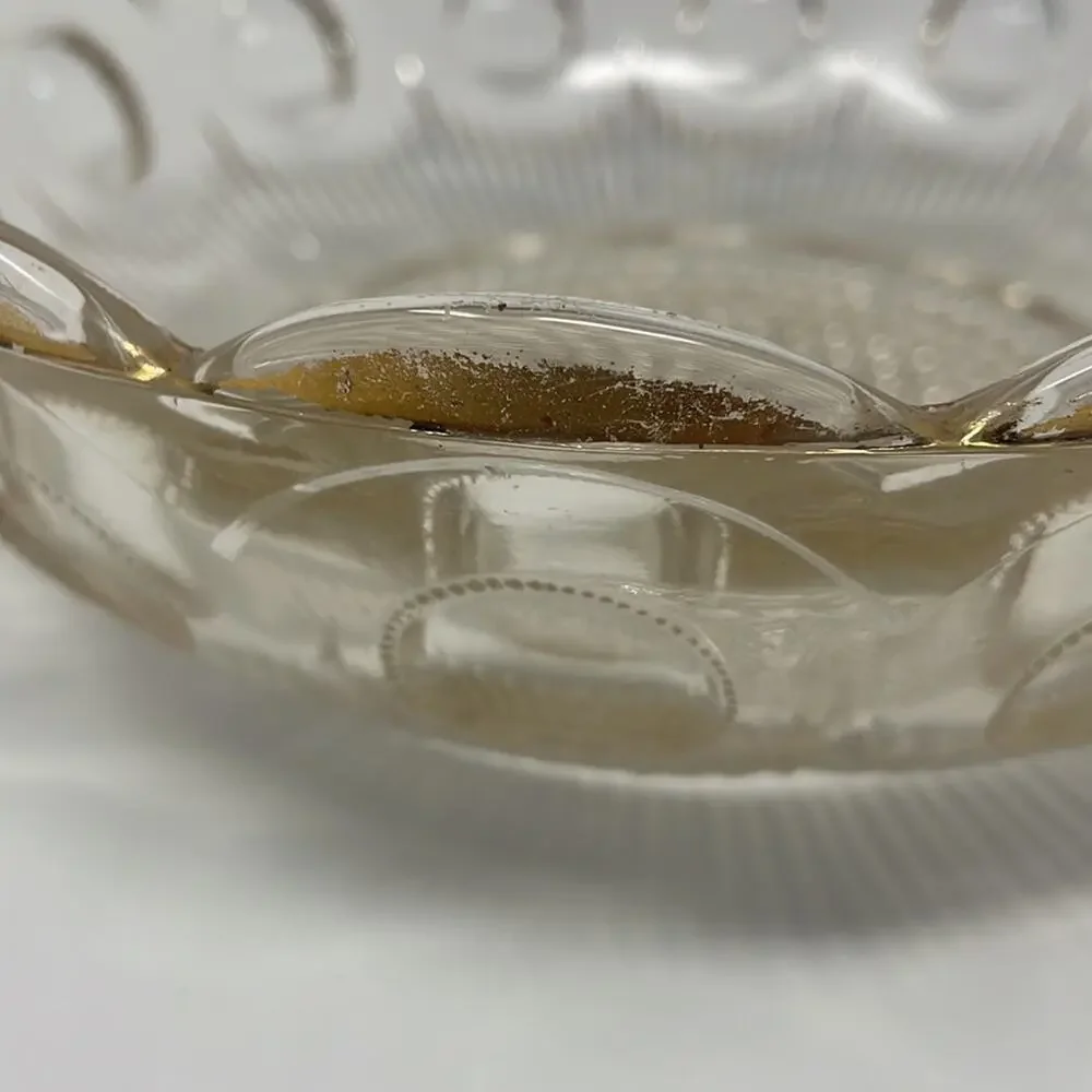 Vintage Bartlett &Collins glass Manhattan clear crystal bowl bulls eye gold trim